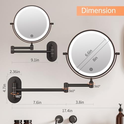 FUNTOUCH Wall Mounted Lighted Makeup Vanity Mirror