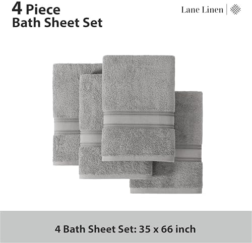 Space Grey Cotton Bath Towels 4-Pack Quick Dry Machine Washable