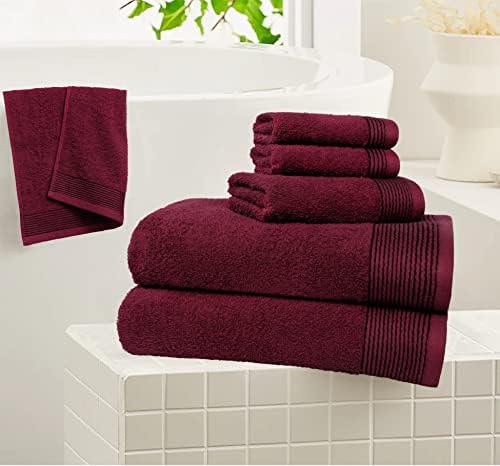 Belizzi Home 100 Cotton Ultra Soft 6-Pak Bath Hand Towels burgundy