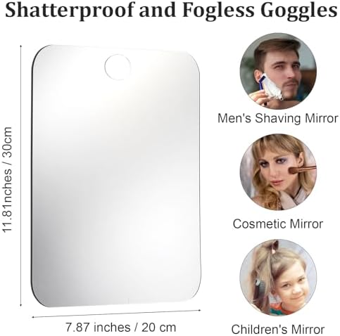 Anti-Fog Travel Mirror Large Shatterproof Shower Mirror for Men
