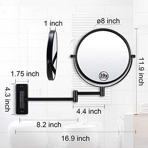 Versatile 360 Matte Black Makeup Mirror