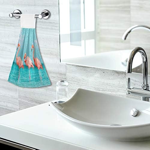 2 Pack Summer Flamingo Hand Towels Doormat to Sink