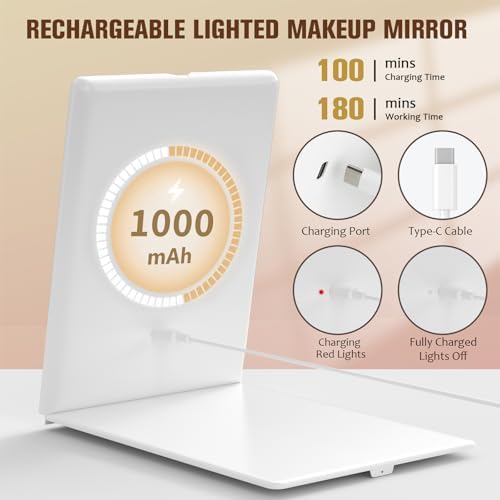 WO Homiba Travel Makeup Mirror with Lights