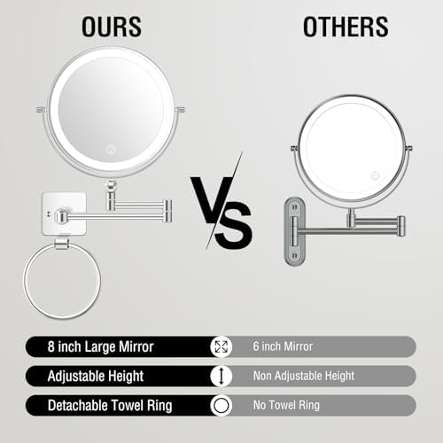 Large 360-Rotation Makeup Mirror with Detachable Towel Ring