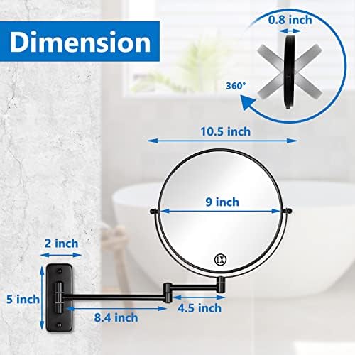 CLUS Wall-Mounted Double Sided 10X Makeup Mirror