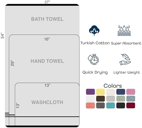Perfect for everyday use soft Turkish cotton bath towels set