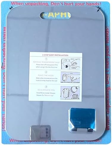 Fogless Shower Mirror with Chrome Hook