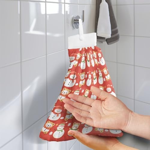 Three-Piece Snowman Christmas Bear Kitchen Hanging Towels Set