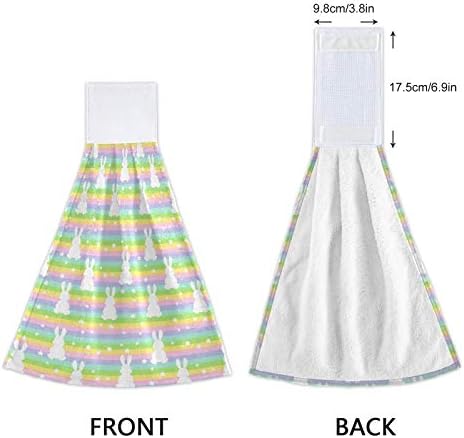 Perfect Gift Green Rainbow Rabbits Kitchen Hanging Hand Towels