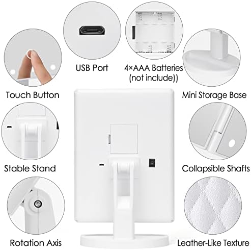 High-Magnification Touch Control LED Makeup Mirror