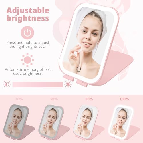 Travel Makeup Mirror with 3 Lighting Modes