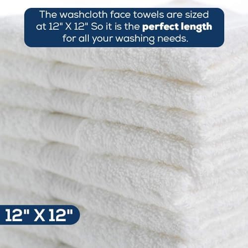 Cotton Washcloths White Set of 40 12 x 12