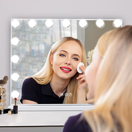 Leishe Vanity Mirror 10X with 15LED Lights 3 Modes USB Charger