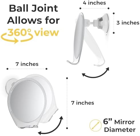 HoneyBull Compact Ergonomic Fogless Shower Mirror with Razor Holder