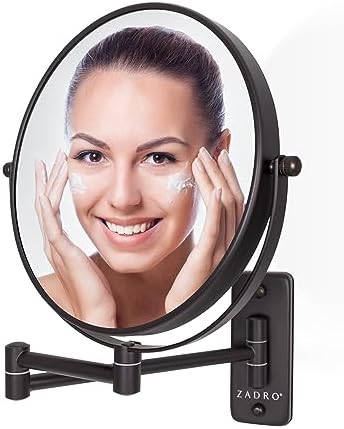 Zadro Folding Wall-Mounted Makeup Mirror with Extendable Arm - Ergonomic Durable