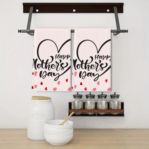 Happy Mothers Day Dish Towels Kitchen Towels 16x24 inch Set Absorbent