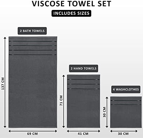 Utopia Towels - Luxury 8-Piece Towel Set 600GSM Viscose Stripe