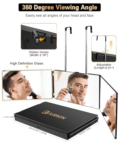 JUSRON 360 Viewing Angle Self-Hair Cutting Mirror