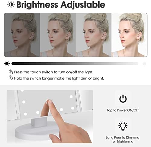 High-Magnification Touch Control LED Makeup Mirror
