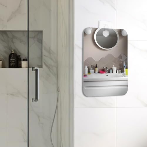 Anti-Fog Travel Mirror Large Shatterproof Shower Mirror for Men