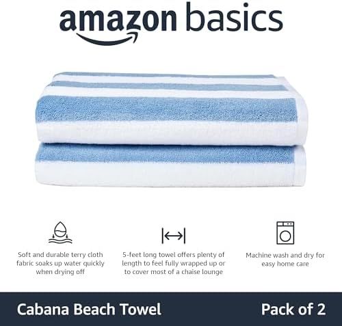 Sky Blue Cabana Stripe Cotton Pool Beach Towels