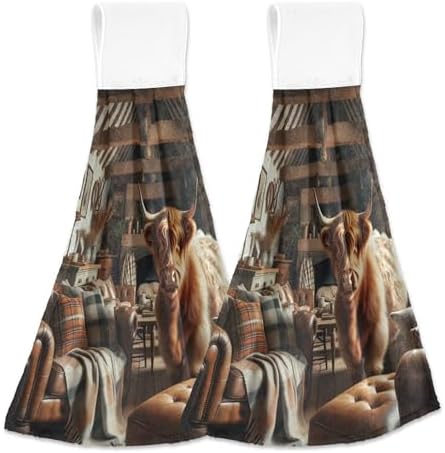 Scotland Highland Cattle Kitchen Hanging Hand Towels