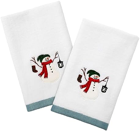 Avanti Linens Snowman Park Collection Fingertip Towels 2 Piece Set Multicolour