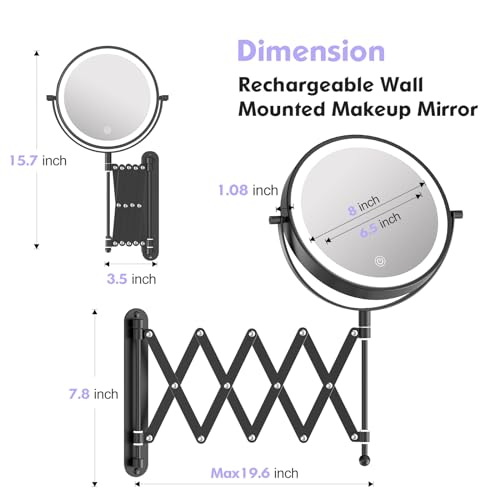 FASCINATE Rechargeable Wall-Mounted Makeup Mirror