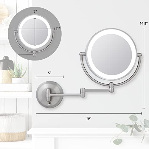 Zadro 11 LED Wall-Mounted Makeup Mirror with Dual Sides LED Lighting