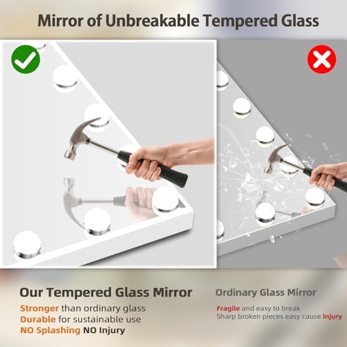 FENCHILIN Lighted Vanity Mirror with 15 LED Bulbs