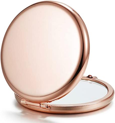 Stylish Double-Sided Rose Gold Compact Makeup Mirror