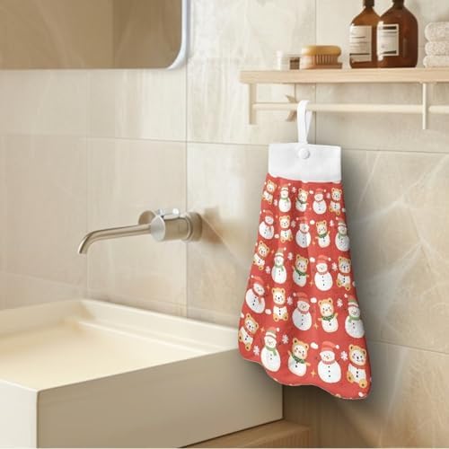 Three-Piece Snowman Christmas Bear Kitchen Hanging Towels Set
