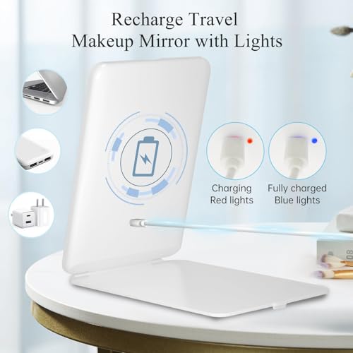 FUNTOUCH Rechargeable and Lightweight Travel Makeup Mirror with 72 LED Lights
