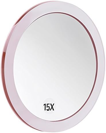 15X Precision Make-up Mirror with Rose Gold Suction Cup Mounting