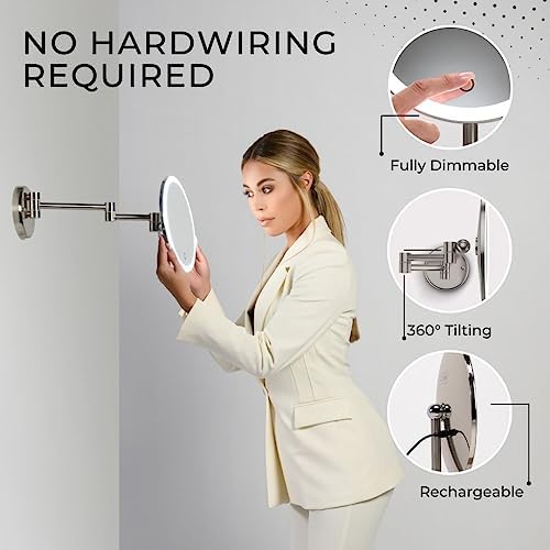 Cordless LED Makeup Mirror with Extension Arm