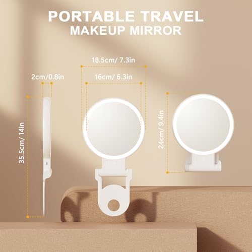 1X30X Double Sided Magnifying Mirror with Light Adjustable Handles