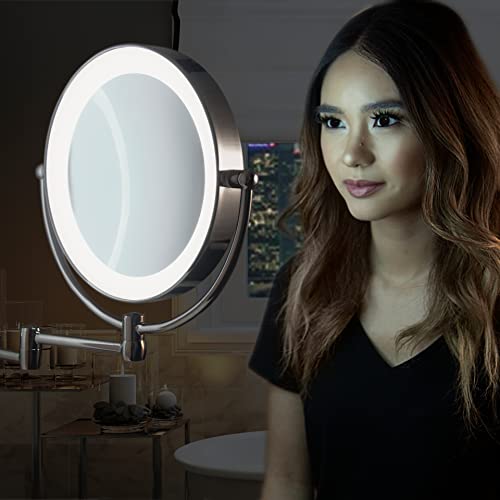 Zadro 11 LED Wall-Mounted Makeup Mirror with Dual Sides LED Lighting