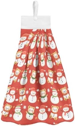 Three-Piece Snowman Christmas Bear Kitchen Hanging Towels Set