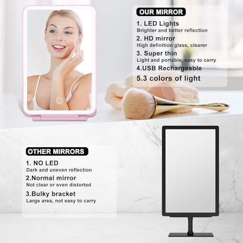 Osteplus Ultra-Thin Pink Travel Makeup Mirror
