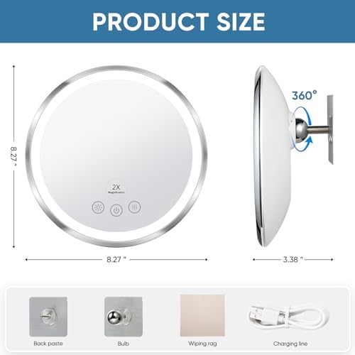 KEDSUM Upgrade 2X Heated Real Glass Shower Mirror for Shaving