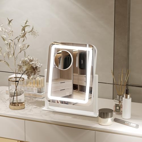 Adjustable 16x14 Vanity Mirror with Touch Screen and LED Lights
