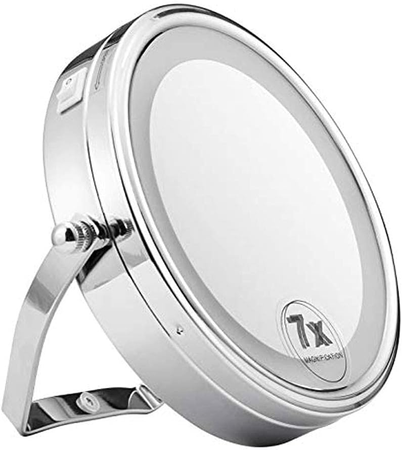 LCARY Shaving Mirror 6-inch Two-Sided 7X LED Touch Dimming