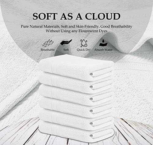 BIOLINEN White Cotton Bath Towel Set of 6