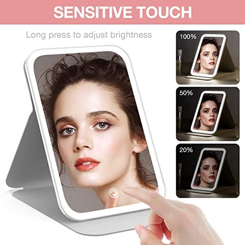 Kintion Travel Makeup Mirror - 60 LEDs 360 Rotation Rechargeable