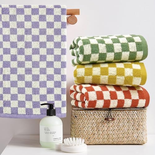 Bath Gym Hand Towels - 4-Piece Checkered Set