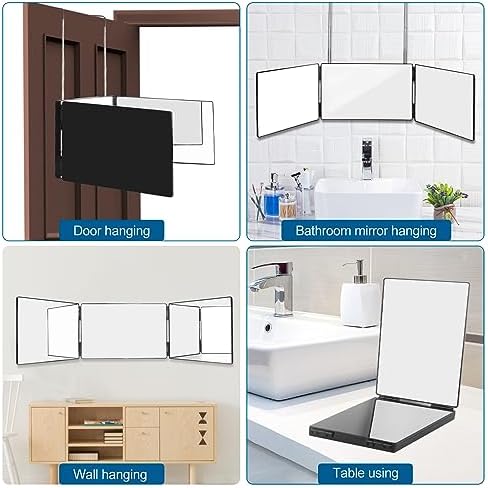 Adjustable 360-Degree Trifold Mirror for salon-grade grooming