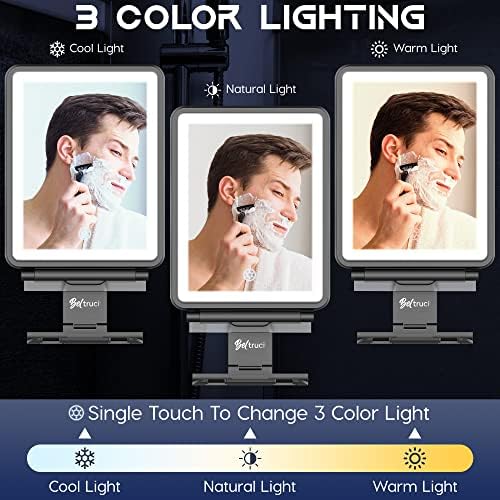 Beltruci Cinema Shower Mirror for Shaving Fogless Lighted High-Quality Organizer