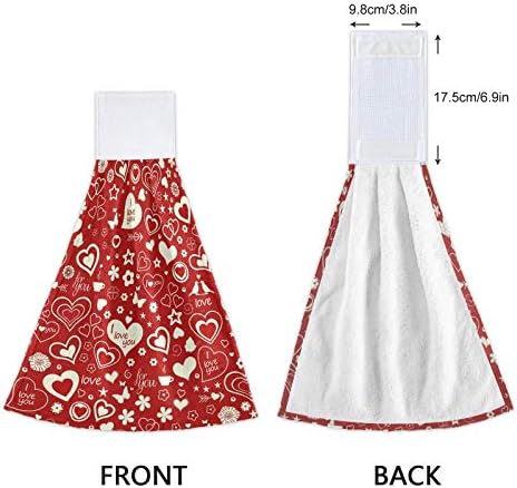 Exnundod Red Heart Hanging Towels Red for Kitchen Bathroom