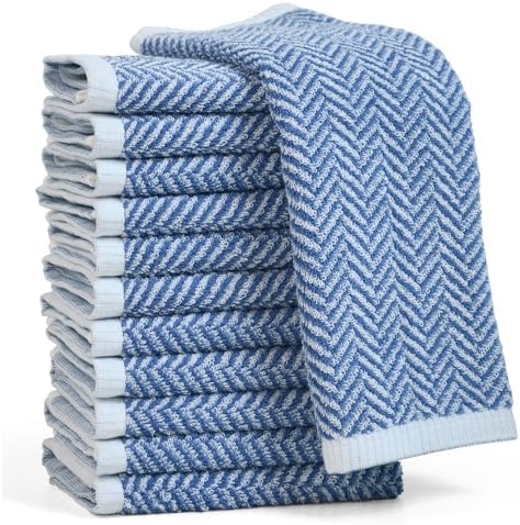 Cleanbear Herringbone Wash Cloths 12-Pack