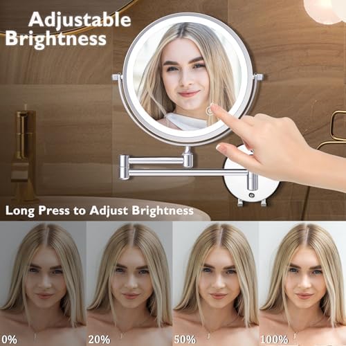 1X15X Wall-Mounted Makeup Mirror with Hook